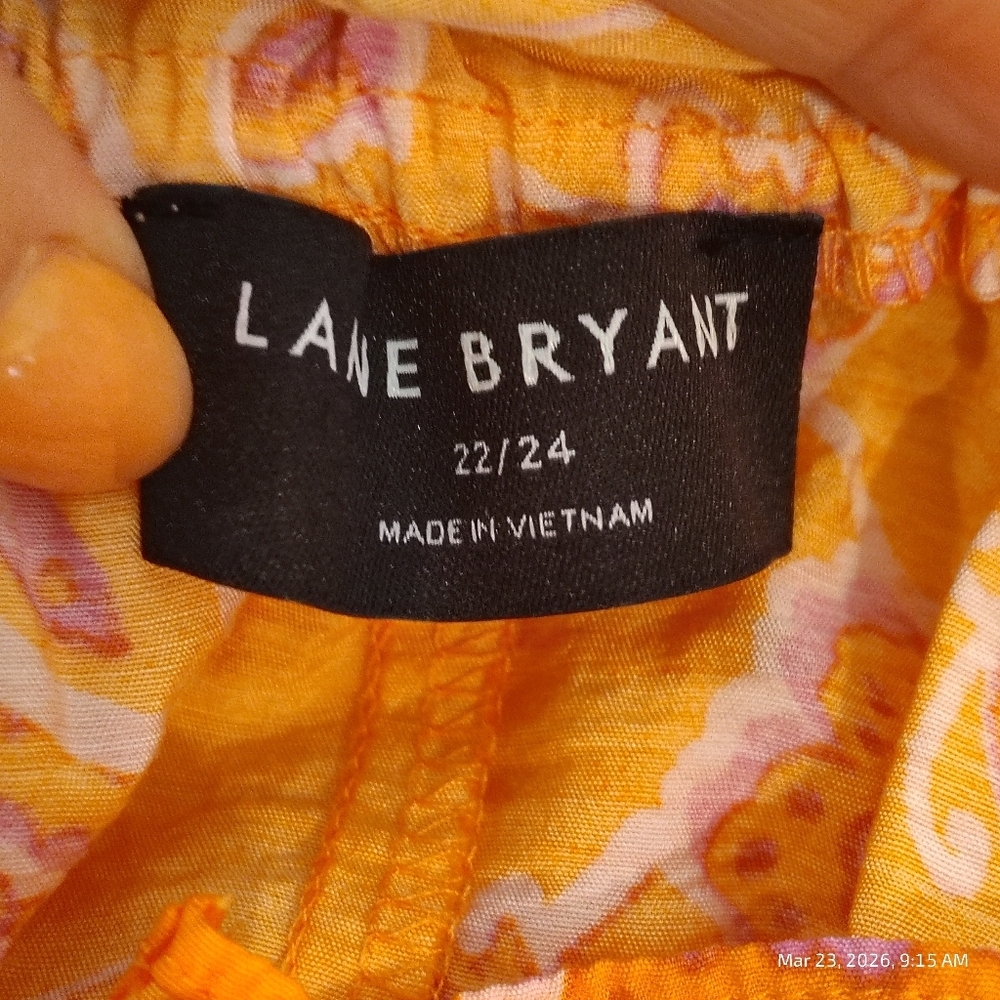 Lane Bryant Women's ORANGE Floral Dress Size 22/24 With Pockets Tie Neck BOHO - Picture 5 of 8